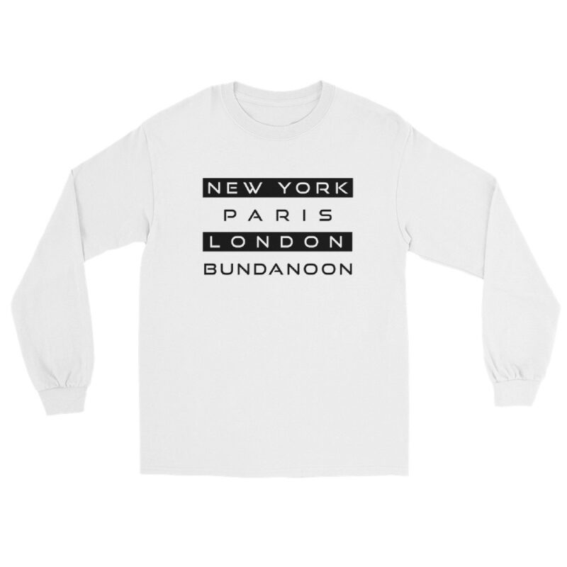 New York, Paris, London, Bundanoon Men’s Long Sleeve Shirt - Image 3
