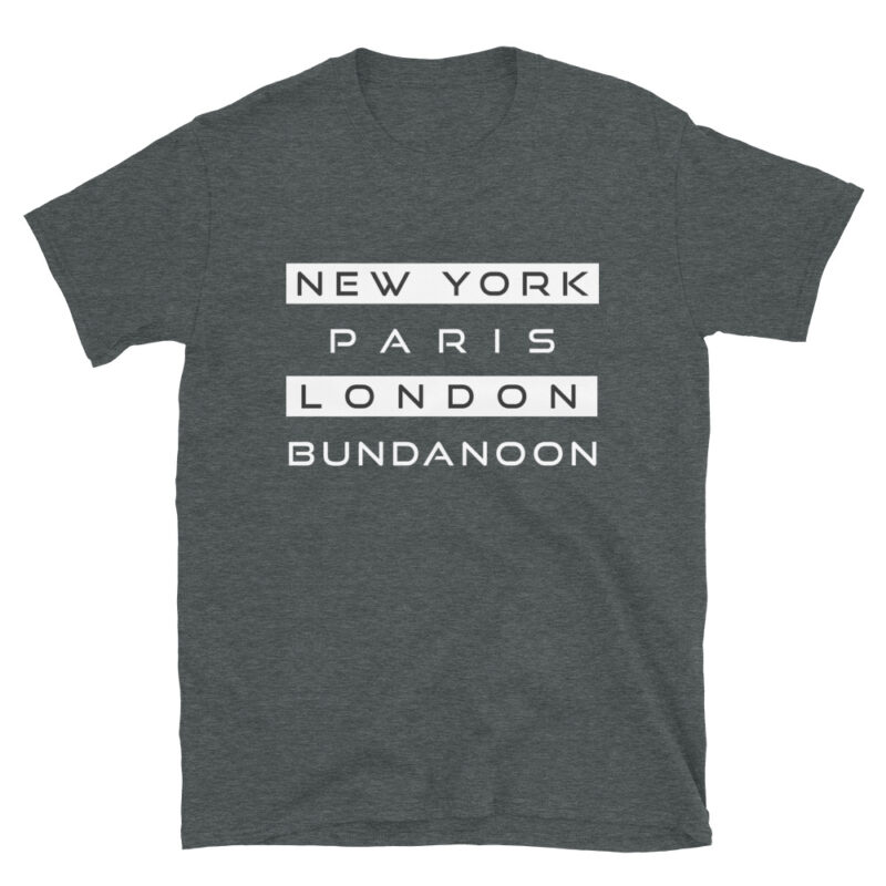 New York, Paris, London, Bundanoon Soft Style Short-Sleeve Unisex T-Shirt - Image 3