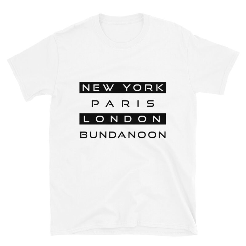 New York, Paris, London, Bundanoon Soft Style Short-Sleeve Unisex T-Shirt - Image 17