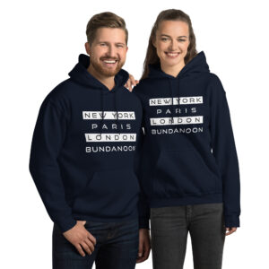 New York, Paris, London, Bundanoon Unisex Hoodie