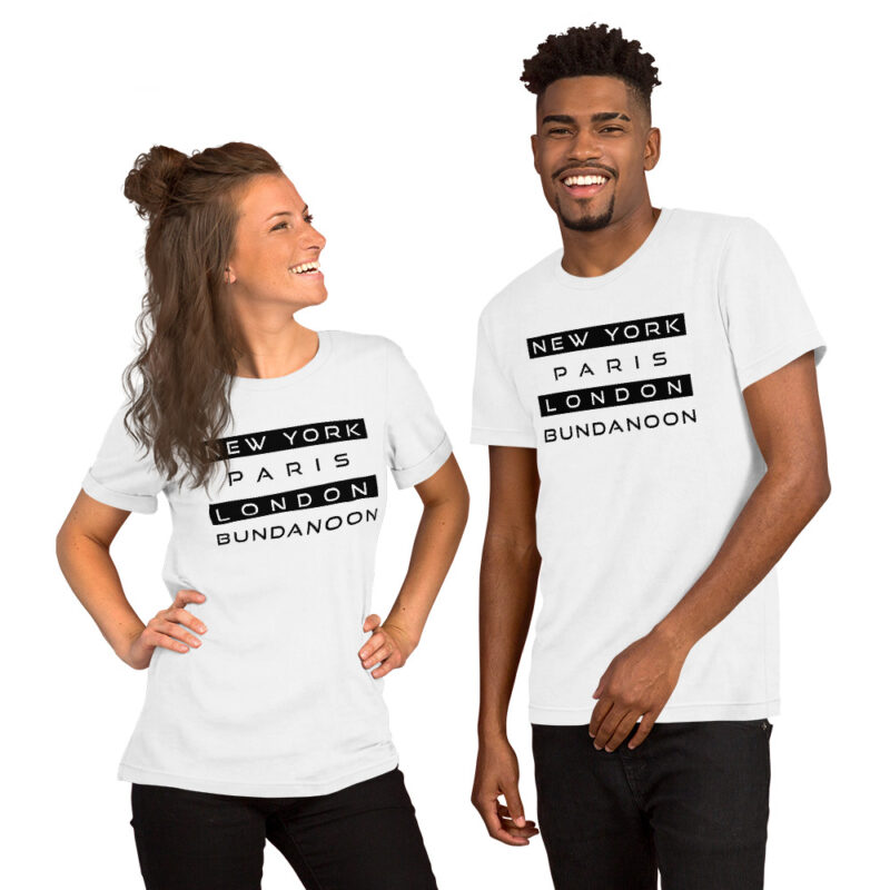 New York, Paris, London, Bundanoon Unisex T-Shirt - Image 7