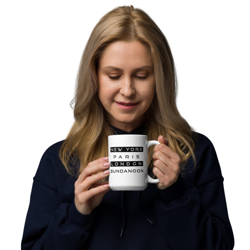 New York, Paris, London, Bundanoon White Glossy Mug - Image 4