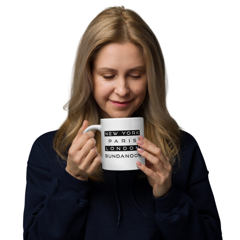 New York, Paris, London, Bundanoon White Glossy Mug - Image 5