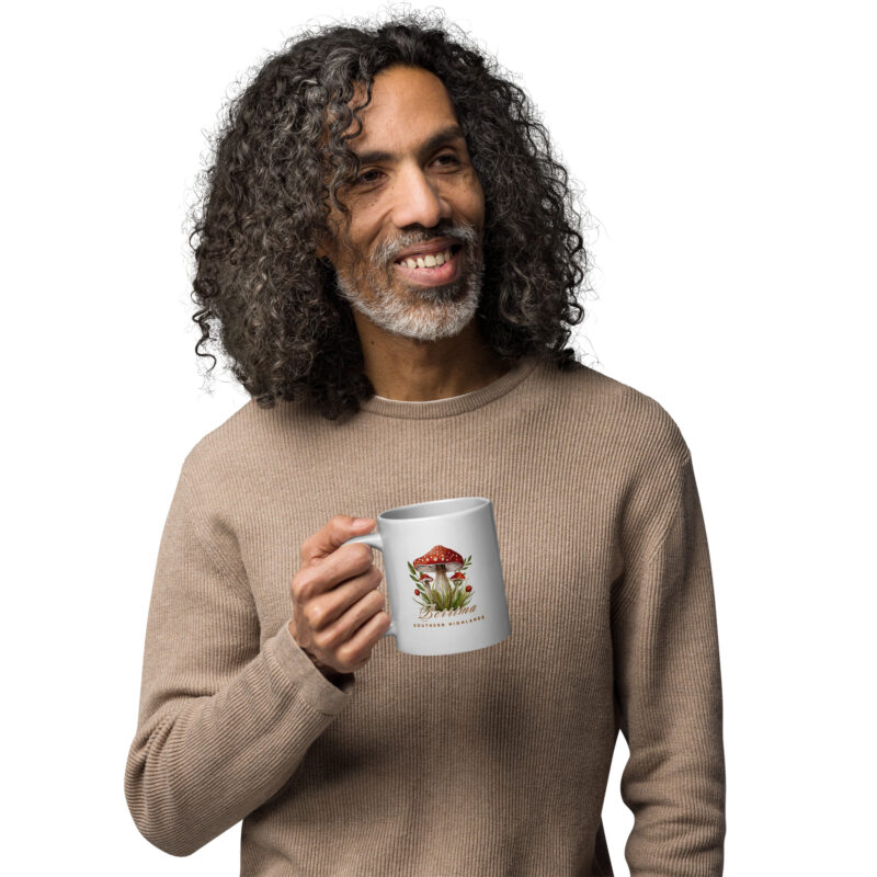 Berrima Mushroom White Glossy Mug - Image 7