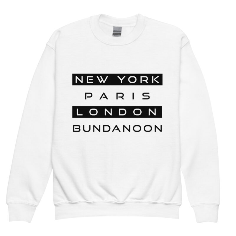 New York, Paris, London, Bundanoon Youth Crewneck Sweatshirt - Image 4